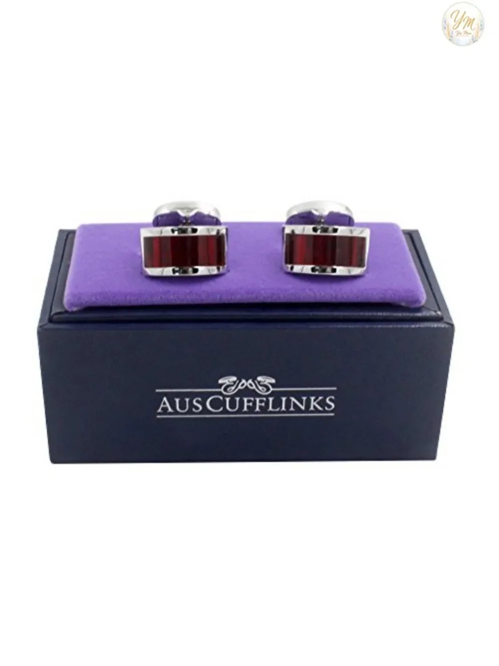 Men's Ruby Red Cufflinks Alloy Steel Round Toggle Clasp Wedding Anniversary Gift